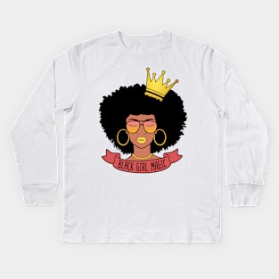 Black Girl Magic For Women Girls Black History Month Gift Kids Long Sleeve T-Shirt